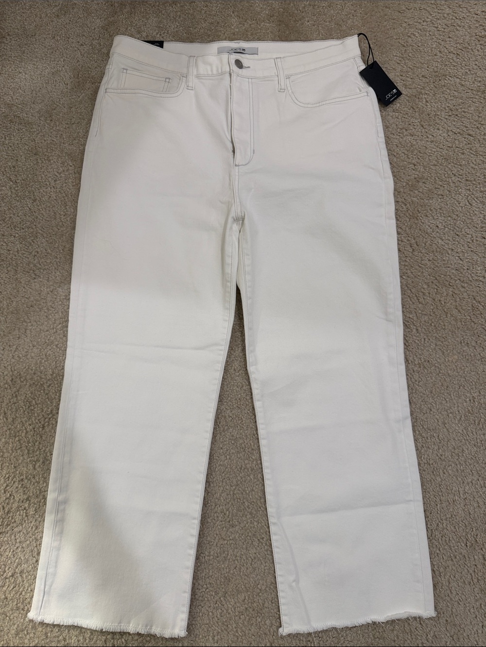 Joe's Jeans Women's White High Rise Wide Leg Cropped Jeans